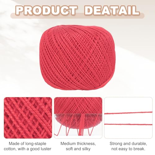 MECCANIXITY Crochet Thread Pearl Cotton Size 3 Carmine Pearl 164 Yards for Crocheting Tatting Knitting Embroidery Sewing - color: Carmine