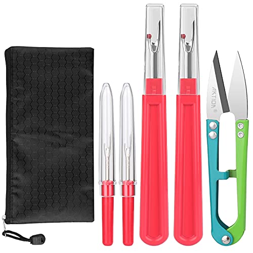 CampTek Seam Ripper, Sewing Stitch Ripper and Thread Remover Tool Kit, 2 Big+2 Small Embroidery Cutter and 1 Thread Snips (Red) - color: Red
