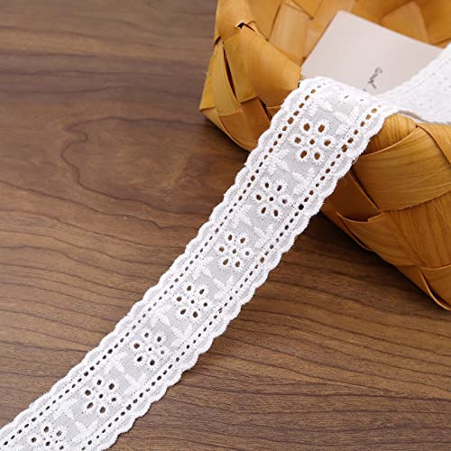 Eyelet Lace Trim 7 Yards White Cotton Lace Ribbon Embroidery Embroidery Craft Lace for Sewing, Baby Clothes, Pets Clothes - color: 4#