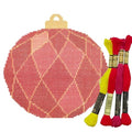 Howie's Christmas Needlepoint Needlepoint Kits, 18CT Printed Embroidery Pattern Starter Kits, Stamped Patterns Canvas Kits(Red Geometric Christmas Ball,5x5inch) - color: Red Geometric Christmas Ball