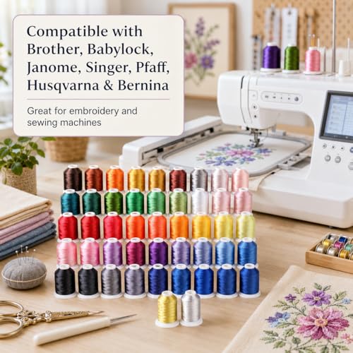 Simthread 42 Colors 550Yds 40WT Polyester Embroidery Thread Set - color: 42 Colors