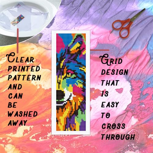BEUNITONE 6 Pcs Cute Animals Cross Stitch Bookmark Kit for Beginner Cats Stamped Bookmarks Cross Stitch Kits with Instruction DIY Embroidery Bookmarks Cross Stitch Kits for DIY Crafts 8.5''x3'' - style: Painted Cat