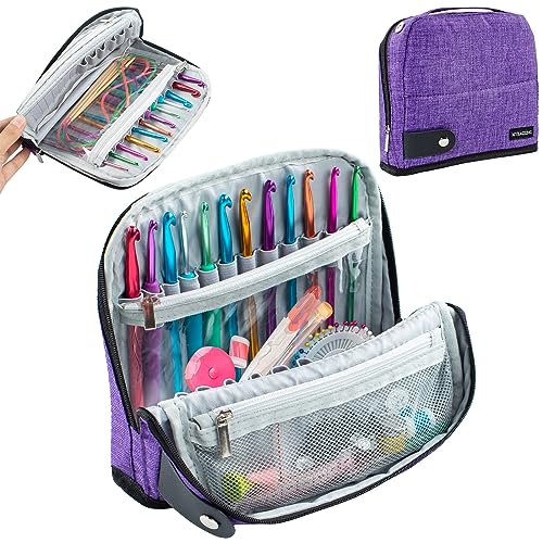 Crochet Hook Case, Stand-Up Crochet Hook Organizer for Hooks up to 7" - color: Purple, size: Fits up to 7 inches