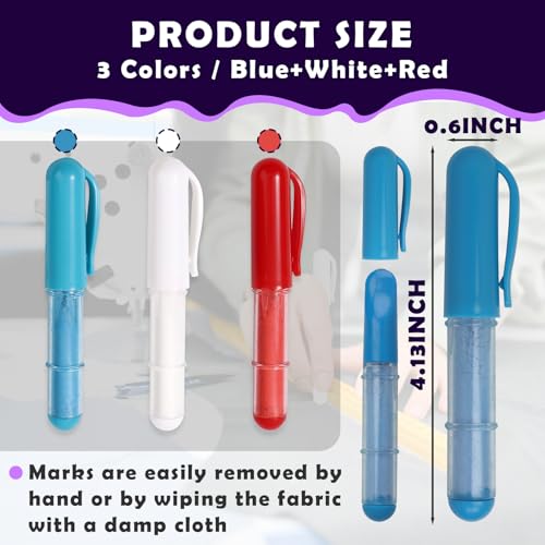 3PCS Sewing Chalk for Fabric, Wipeable and Washable Fabric Chalk for Sewing, Tailors Chalk for Fabric Etailed Marking on Fabrics, Cottons, Leathers - Blue, White, Red - color: White & Blue & Red