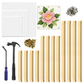 Soleeya 12 PCS Needlepoint Stretcher Bars, 8/12/16in Canvas Stretcher Bars for Needlework with 100 Tacks, Embroidery Wooden Accessories for Needlework with 6 Canvas/Hammer/Nail Puller for Crafts