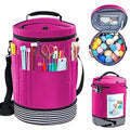 MYBAGZING Expandable Crochet Bag Organizer w/Yarn Grommets& Zipper Closure - color: Pink-Ⅱ, size: Medium-Zipper Closure