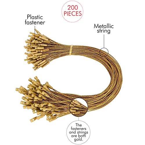 Christmas Tree Ornament String Hooks - Gold Easy Snap Ribbon 200 Pk - color: Gold