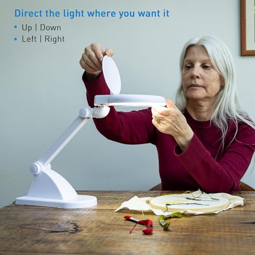 LED Magnifying Desk Lamp – Magnifier Lamp for Table - Magnifier Glass - Ideal for Sewing, Embroidery, Craft & Detailed Work