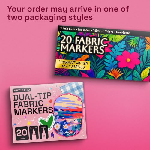 ARTISTRO 20 Fabric Markers for Clothes and Textiles - Acrylic Paint Pens - size: Pack of 20