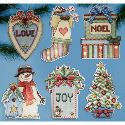 Design Works Crafts Country Christmas Counted Cross Stitch Ornament Kit - Set of 6