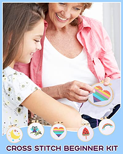 Pllieay Cross Stitch Beginner Kit for Kids 7-13 for Crafts, Christmas Gift