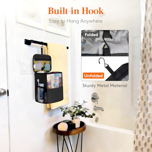 Lifewit Mesh Shower Caddy Bag, Hanging Shower Organizer, Large, Black - color: Black, size: L(9.8"L x 6.5"W x 11.4"H)