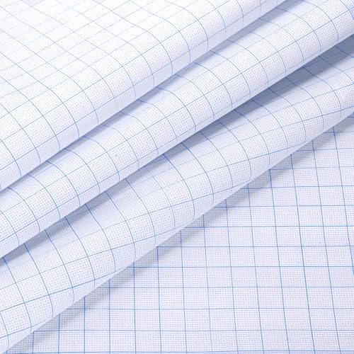 Caydo Cross Stitch Aida Fabric 14 Count with Washable Grid Lines, 59"x39" Large Size for for Home DIY Embroidery Decoration and Needlework