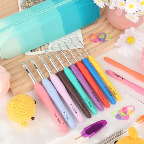 Coopay Crochet Hooks Set with Case, 12 Size Crochet Needles for Crocheting - color: Ergonomic Metal Set With Case