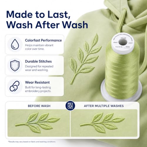 Simthread 5000M 40WT Polyester Embroidery Thread, Lemon Lime S043 - color: LemonLimeS043