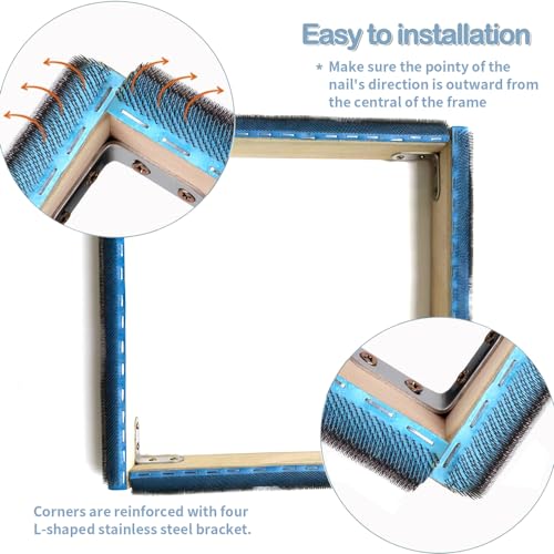 JQSH Gripper Strip Frame, Rug Hooking Frame, Punch Needle Frame, Cross Stitch Hoop, with Frame Flannel Cover (9.8*9.8 inch)