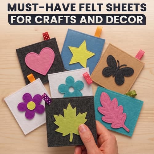 LEGLO 12 Pcs Pastel Felt Sheets for Crafts, A4 8.3x11.8, Self Adhesive - color: Bright Mulricolor