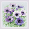 RIOLIS 2176 Purple Anemones Counted Cross Stitch Kit 11.75 x 11.75 in - style: Purple Anemones 2176