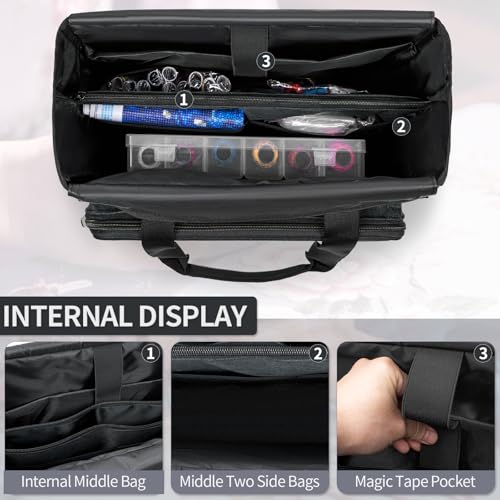 GMAK Embroidery Storage Bag, Embroidery Project Storage Carrying Tote Bag - color: Black