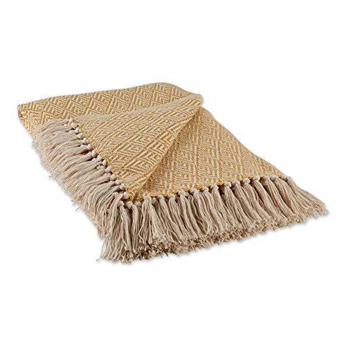DII Diamond Throw Collection Cotton Woven, 50x60, Honey Gold - color: Honey Gold