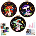 Nuberlic 3 Pack Punch Needle Kits for Beginners Mushroom Embroidery Pattern with Hoop Embroidery Punch Needle Starter Craft Set, Perfect Handmade Gift for Adults & Teens (Beginner-Friendly Crafts)