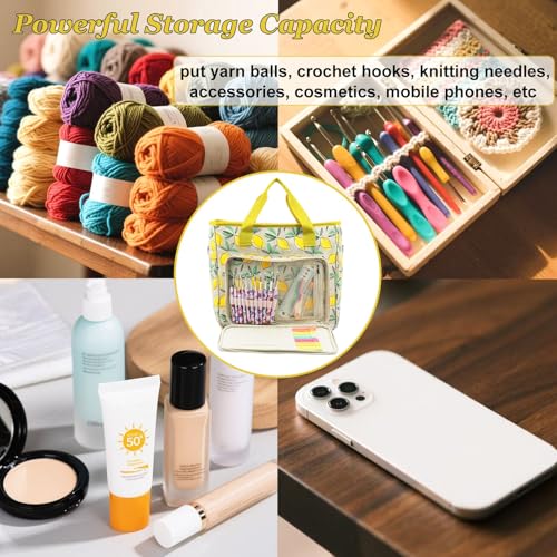 Knitting Bags and Totes Organizers Large Crochet Bag(Yellow Lemon) - color: Yellow Lemon