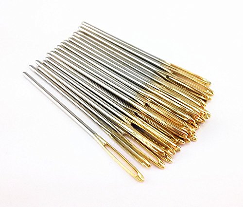 yueton 40pcs 2.7 inch Metal Large Eye Blunt Needles Yarn Needles for Knitting Crochet Projects (Gold End)