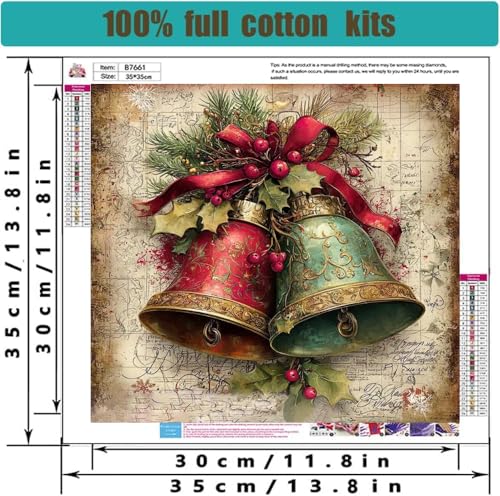 Tiwabb Christmas Bell Stamped Cross Stitch Kits for Adults Beginners - color: Cross Stitch 0725-3