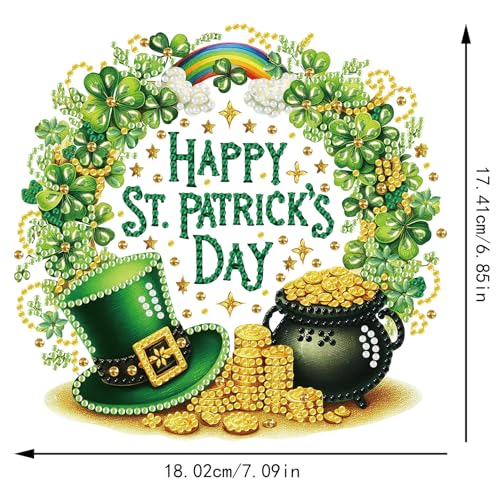 Hanging Diamonds Art kit for Adult,Saint Patrick Wreath Pendant Diamonds Painting Art Kit,7.0x6.8inch Acrylic Diamonds Painting Board Kit Ornament, Special Crystal Diamond Hanging Ornament - color: Dp02577