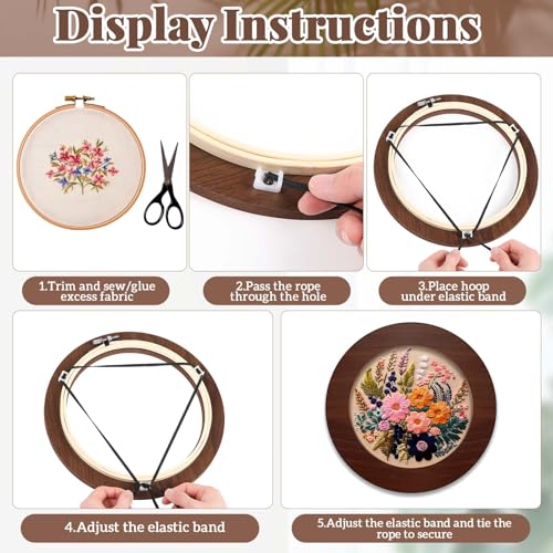 RattanView 12 Pcs Wood Embroidery Hoop Frame for Display 6 Inch - color: Walnut, size: 6 inch