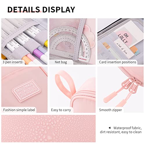CICIMELON Durable Pencil Case Big Storage Pen Pouch Bag for School Supplies Office College Teen Girls Adults, Pink - color: Pink