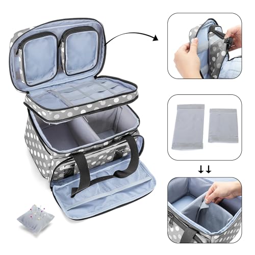 BAFASO Double Layer Sewing Accessories Organizer, Polka Dots - color: Polka Dots