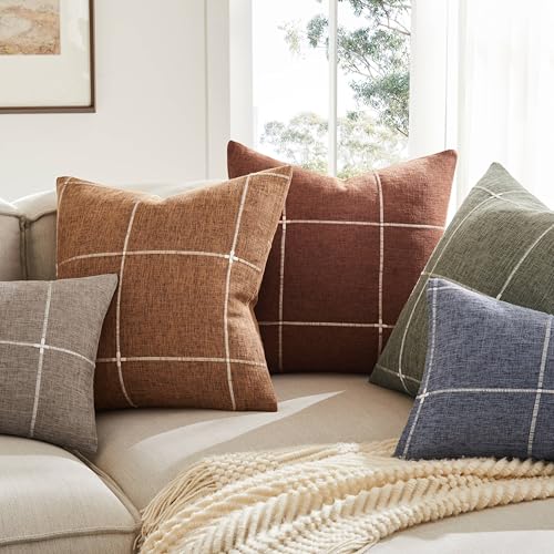 2 Packs Grid Embroidery Lumbar Pillow Covers 12x20in Navy Blue - color: Navy Blue, size: 20" x 12" (Pack of 2)