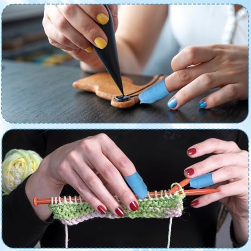 3 Rolls Thimble Tape for Hand Sewing, Self-Adhesive Cotton Finger Protector, Breathable Finger Tape Adjustable Knitting Bandage for Quilting, Embroidery DIY Crafts (Blue, Green, Purple Red) - color: Blue, Green, Purple Red