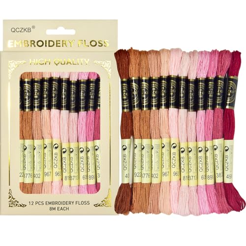 Premium Rainbow Color Embroidery Floss - Cross Stitch Threads - Friendship Bracelets Floss - Crafts Floss - 12 Skeins Per Pack Embroidery Floss,Warm red-Brown Gradient - color: warm red-brown Gradient