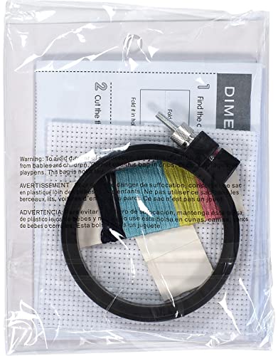 DIMENSIONS Colorful Llama Counted Cross Stitch Kit for Beginners, 11 Ct. White Aida Cloth, Finished Project 3" Diameter, Multicolor 5 Piece