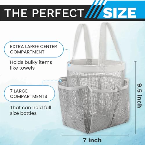 Handy Laundry Mesh Shower Caddy – 7 Pocket Portable Organizer Tote for College Dorm, Gym, Travel & Bathroom – Quick Dry, Collapsible, Lightweight Shower Bag with Handle (Gray) - color: Portable Grey