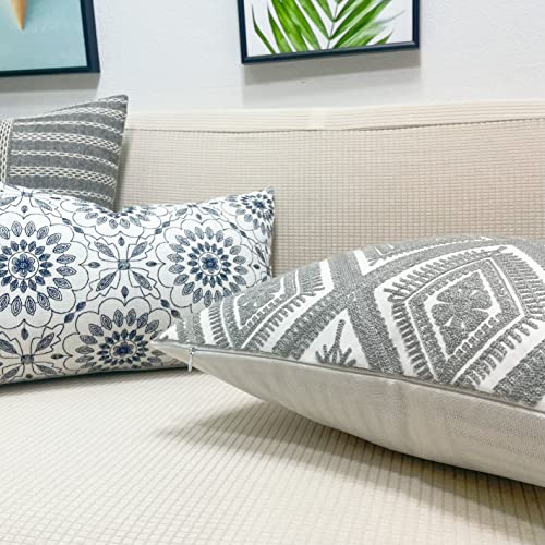 Slow Cow Embroidered Throw Pillow Cover 18 x 18 Inch Grey - color: Grey Eyes, size: 18" x 18" (Pack of 1)