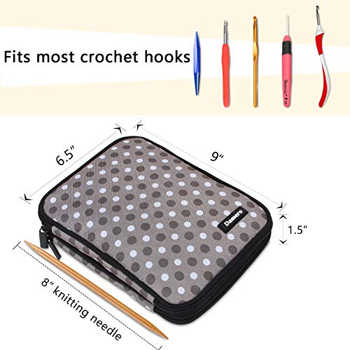 Damero Crochet Hook Case Organizer Empty, Large, Gray Dots - color: Gray Dots, size: Large (For Up to 8'' Needles)