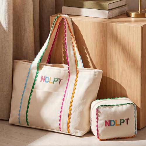 2 Pcs Needlepoint Canvas Tote Bag - color: Multicolor, size: 17 x 13 Inch, style: Fashion