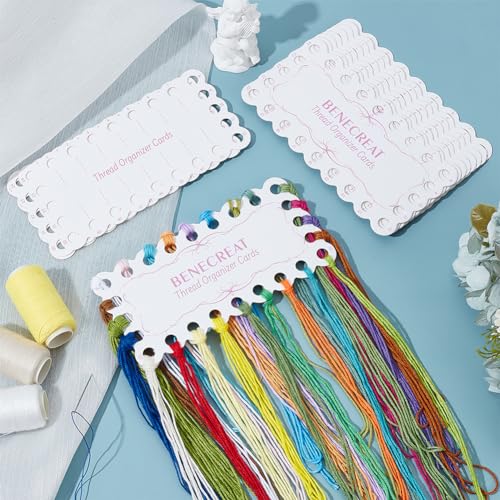BENECREAT 36Pcs 18-Position Embroidery Thread Organizer Cards, 5.9x3inch Paper Thread Winding Boards, Floss Bobbins for Cross Stitch Embroidery Thread Storage Craft DIY Sewing