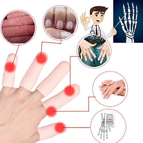 Pnrskter Gel Finger Cots, Finger Protector Support (14 PCS, Breathable) - color: Beige