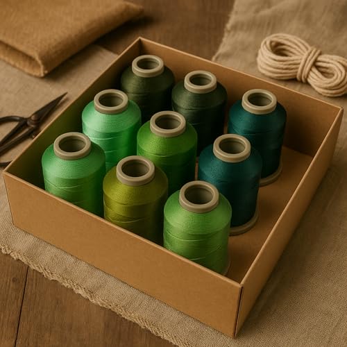 Mixed Color Embroidery Thread Set of 8 | 317 | 9070 | 8995 | 9849 | 9429 | 9072 | 91744 | 9342 | 15 Gr Polyester Embroidery Machine Thread (8, Green) - color: Green