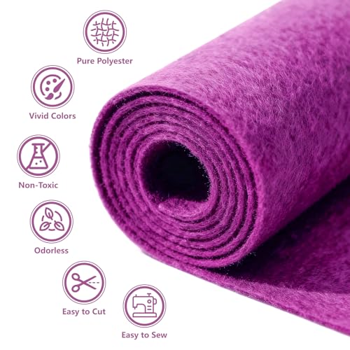 Purple Stiff Felt Sheet 36'' X 36'', 1mm Large Felt Fabric Sheet for Crafts - color: Purple