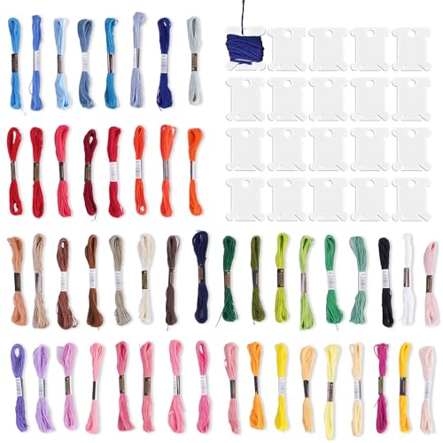 Cross Stitch Threads,20 Bobbins 50 Bundle Rainbow Embroidery Thread