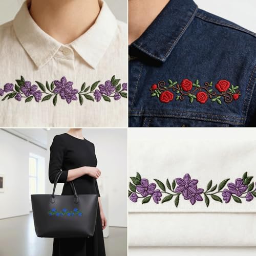 4 Sheets Retro Floral Stick and Stitch Embroidery Stabilizers, 11.7x8.3 Inch Water Soluble Embroidery Transfer Paper with Pre-Printed Flower Patterns for DIY Hand Embroidery Beginners Lovers Gifts