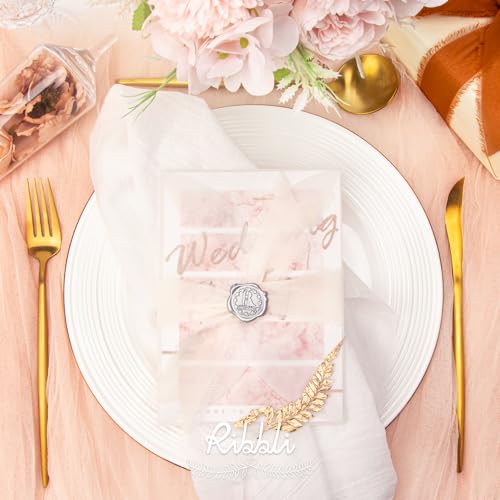 Ribbli Fall Chiffon Ribbon 1.5 inch x 30 Yard Handmade Silk, Cream/Beige/Terracotta Fringe Chiffon Ribbon for Wedding Invitations, Bridal Bouquets Wrapping, Flower Arrangement Decoration - color: Cream/Beige/Terracotta
