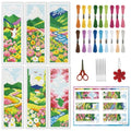 INFUNLY 6 Set Spring Scenery DIY Cross Stitch Bookmark Kits for Adults Wildflowers Counted Cross Stitch Kit with Instructions Landscape Stamped Embroidery Bookmark Kit for Book Lovers Readers Gift - style: Spring Scenery