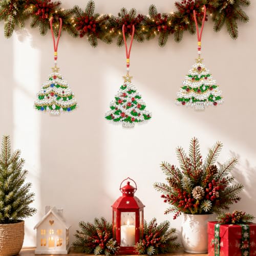 Aeepics Hanging Diamond Art Kit for Adult Mandala, DIY Diamonds Painting Pendant Ornament Kit, Acrylic Diamond Art Painting Board Kit (Christmas Tree) - color: Christmas Tree