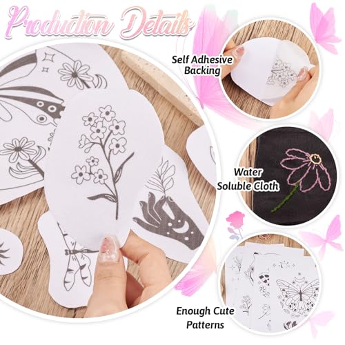 Beadthoven 20pcs Water Soluble Hand Sewing Stabilizers Stick and Stitch Embroidery Papers with Butterfly Patterns Wash Away Adhesive Embroidery Stabilizers for Hand Sewing Clothes Fabric - color: Butterfly